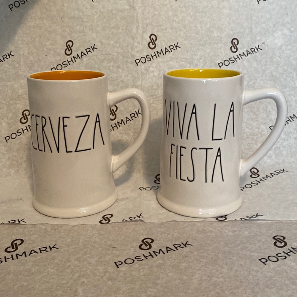 Set of CERVEZA & VIVA LA FIESTA beer steins